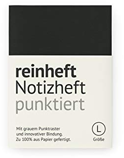 reinheft Notizheft mit Punktraster, flexiblem Softcover Umschlag und 64 Seiten Inhalt, nachfüllbar, Größe L (Schwarz, L - Din A5)