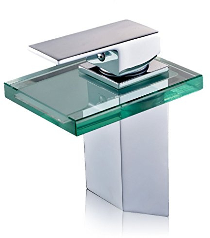 DP Grifería - Grifo monomando de cristal, efecto cascada, color plata, modelo Bambú