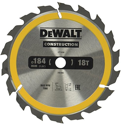 DeWalt DT1938-QZ - Hoja para construcción 184 x 16mm 18T (AC)