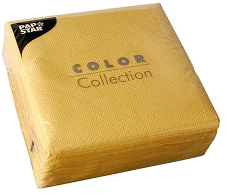 PAPSTAR 1 Karton = 12x100 Servietten, 1-lagig 1/4-Falz 33 cm x 33 cm gelb 12303