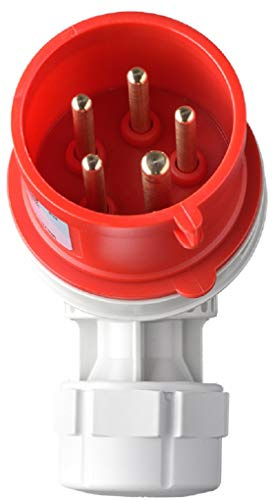 Kopp 108000001 CEE Winkelstecker, 5-polig, 16 A, 400 V, rot, 108000001