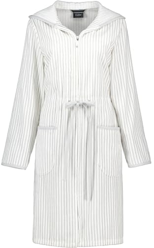 Cawö Home Bademäntel Damen Reißverschluss 6416 weiss-silber - 76 M