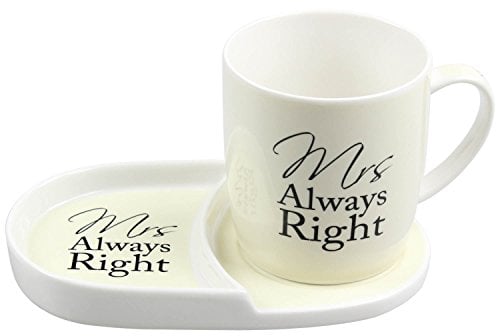 MRS ALWAYS RIGHT MUGS & PLATE COFFEE TEA BISCUITS TRAY 33559