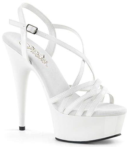 Pleaser DELIGHT-613 Damen Plateau Sandalette, Lack Weiß, EU 40 (US 10)