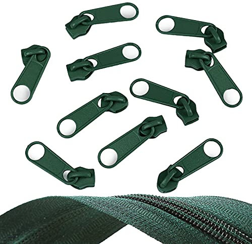 10 Reißverschluss Zipper für Endlosreißverschluss, 5mm, Farbauswahl, Farbe:dunkelgrün