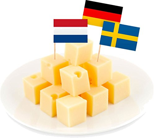 90 Flaggen-Picker * LÄNDER DER WELT * als Deko für Mottopartys und Geburtstag | Kindergeburtstag Picks Niederlande Frankreich Großbritannien Schweden Dänemark Deutschland Italien