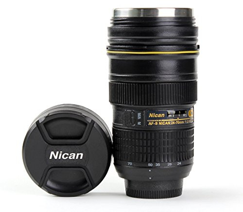 Adaptout MUG Bouteille Isotherme Type Objectif Nikon 24 70 Tasse Pot à Crayon Appareil Photo Marque FRANÇAISE.