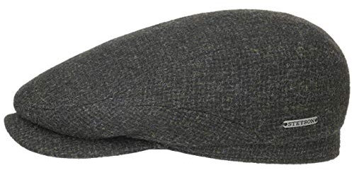 Stetson Belfast Tweed Flatcap Schiebermütze Herren Wollcap mit Baumwollinnenfutter Herbst Winter Oliv 61 cm