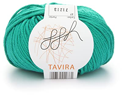 ggh Tavira - 100% Baumwolle - Lauflänge 80m auf 50g - Nadelstärke 4-5 - Wolle zum Stricken oder Häkeln geeignet - Farbe 027 - Chromgrün
