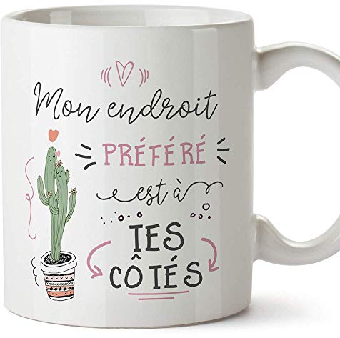 Mugffins Mug/Tasse Saint Valentin (Je t'aime) - Mon Endroit préféré est à tes côtés - Idées Cadeaux Romantique pour Amoureux/Petits Amis/Copain