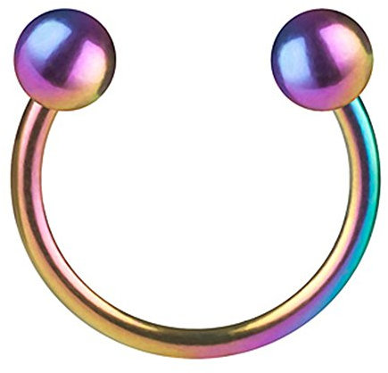 Taffstyle Piercing Hufeisen Horseshoe mit Kugeln Septum Tragus Helix Ohr Nase Lippe Ring Lippenpiercing Nasenpiercing Rainbow 1,2mm x 10mm x 4mm