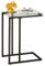 Relaxdays Beistelltisch, u-förmig, Materialmix, Glasplatte, Metall, Bauhausstil, Sofatisch HBT: 60 x 30 x 45 cm, schwarz