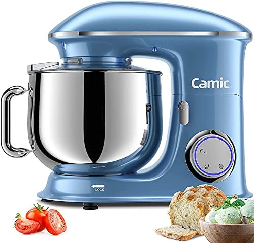 Batidora Amasadora de Pan 1500W, Camic 8L Para Repostería, Robot de Cocina Multifunción, Bajo Ruido, Potente y Profesional, 6 Velocidades con Pulso, Bol de Acero Inoxidable (Azul)