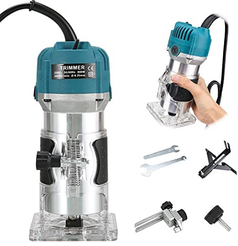ZPYXBH Fresatrice Verticale Legno, Rifilatore Per Legno, Frese Per Legno, Pialla Filo Spessore Elettrico Per Legno, Trimmer Per Legno Incisore, 30000 R/MIN 800W Rifilatore Per Scanalatura