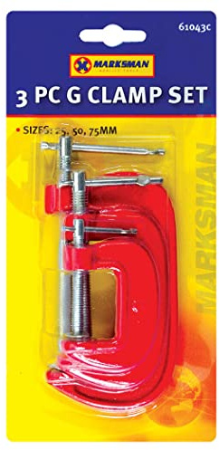 3Pc Mini G Clamp Grip Set - Small Screw C Clamps | 3 Sizes, 25Mm/50Mm/75Mm, Wood Metal Work, Joiners Hand Tools | Suitable for Home & Workshop Use | Pack of 3