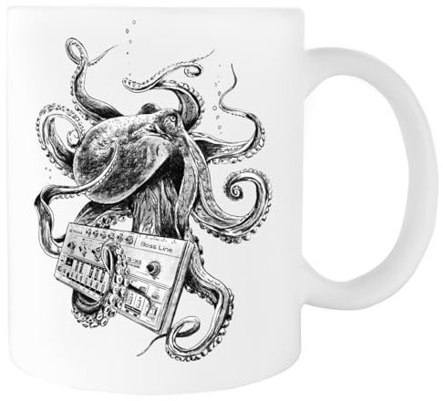 Suzetee Kraken With Analog Synthesizer Vaso Para Beber Ceraminc Taza Blanca