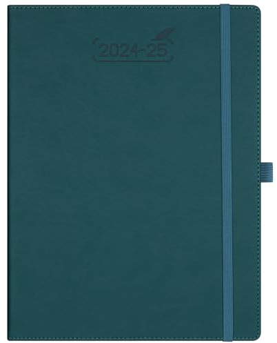 BEZEND 18-Monate Buchkalender 2024 2025 Terminplaner A4 PU-Leder Hardcover Kalender [Dunkelgrün] Wochenkalender Juli 24-Dez 25 1 Woche 2 Seiten | Planer mit Stifthalter