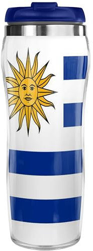 Pixly® Taza térmica de viaje con diseño de bandera de Uruguay, capacidad de 400 ml, bandera de país uruguaya