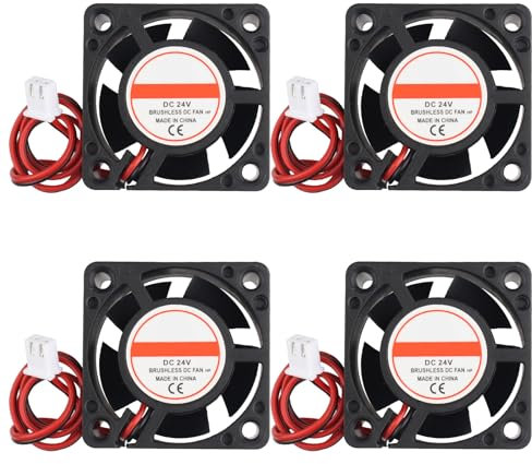 Jopto Lot de 4 ventilateurs de refroidissement pour imprimante 3D sans balais 4020 DC 24 V silencieux 40 x 40 x 20 mm avec terminal à 2 broches compatible avec extrudeuse d'imprimante 3D Makerbot