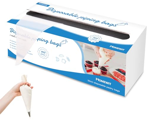 100 PCS Disposable Piping Bags, Homewit Clear Plastic Pastry Bags 12 Inch Thickened Medium Icing Bags, Clear Icing Piping Bags for Cake Cupcake Dessert Cookies Decoration (31 x 20 cm)
