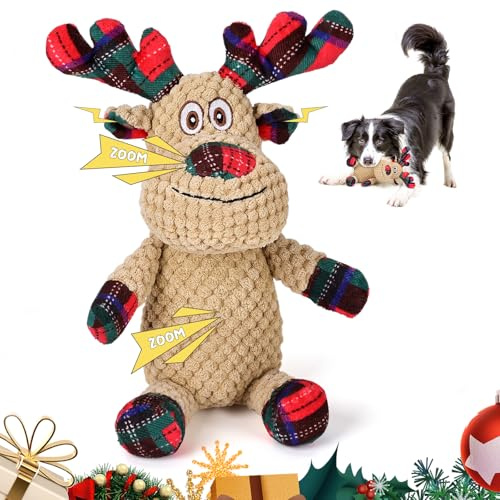 FWLWTWSS Hundespielzeug Quietschend, Elch Hundespielzeug Weihnachten, Hundespielzeug Kleine Hunde, Interaktives Waschbares Hundespielzeug Klein Mittel Hunde Welpen