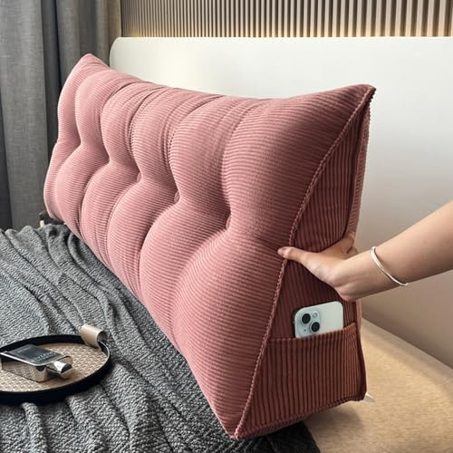 Kopfende Rückenkissen 140/160 Großes Lang Lesekissen/Keilkissen für Bett und Sofa Rückenlehne Kissen Kopfteil Dreieckskissen Bequemes Wandkissen Waschbar Rückenstütze Rückenpolster(160X20X50cm,Bean)