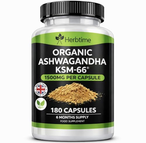 Ashwagandha KSM-66, (6 Months Supply) 1 Per Day 1500mg High Strength 180 Vegan Capsules. High Strength Ashwagandha - Stress, Cortisol, Mood & Energy Support-UK Made, Boosted with 5% Withanolides