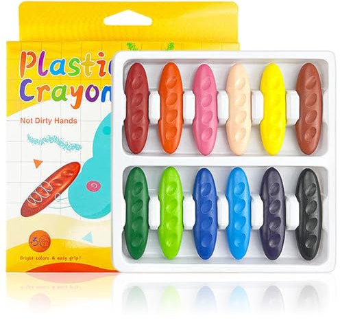 lafomukea 12 Stück Wachsmalstifte, Erdnuss Wachsmalstifte für Kleinkinder, 12 Farben, Leicht zu Halten, Waschbare Sichere Kleinkindmalstifte für Kinder Malzubehör, DIY Handwerk