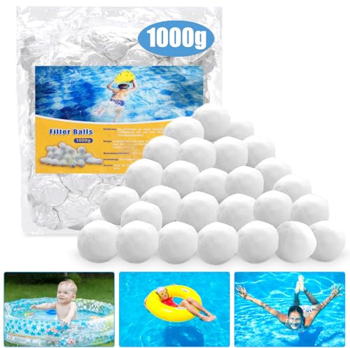 Filterbälle Pool - 1000G Filterbälle für Sandfilteranlagen, Filterball 1000g Ersetzen 36KG Filtersand, Filterballs Wiederverwendbar Filterkugeln Pool,Poolreinigung Zubehör für Filterpumpe Aquarium