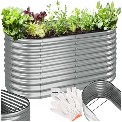 TecTake® Orto Rialzato, 804l, Zincato, 160 x 80 x 80 cm, Struttura in Acciaio Zincato, Base Aperta, Perfetto per Verdure, Erbe Aromatiche e Fiori, Montaggio Rapido, Alta Stabilità, Giardino Rialzato