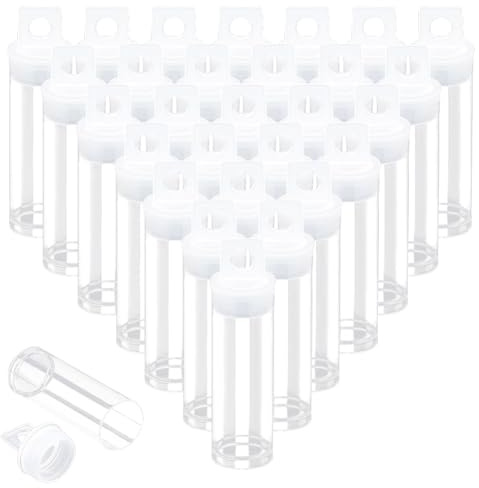 Gvvsjgdbis 30pcs Clear Tube Bead Containers, Plastic Storage Tubes with Caps Organizers Bottle Container Set for Beads, Bath Salt