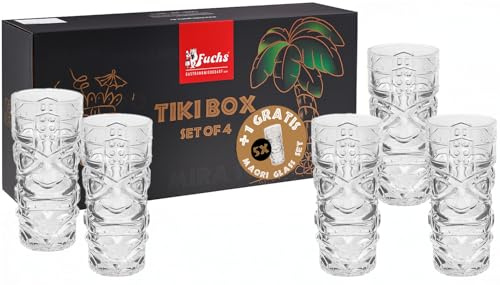 Cocktail Lot de 5 verres Tiki Maori - 360 ml - Design exotique maori