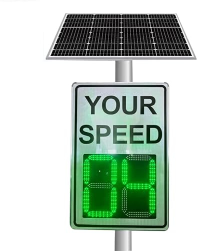 TGPSMDXKV Cartello di Avviso Traffico Radar con velocità Bianca, Cartello di Limite di velocità Variabile Solare a LED, Segnaletica di Feedback per Veicoli Radar per la Sicurezza Stradale,50 * 70CM