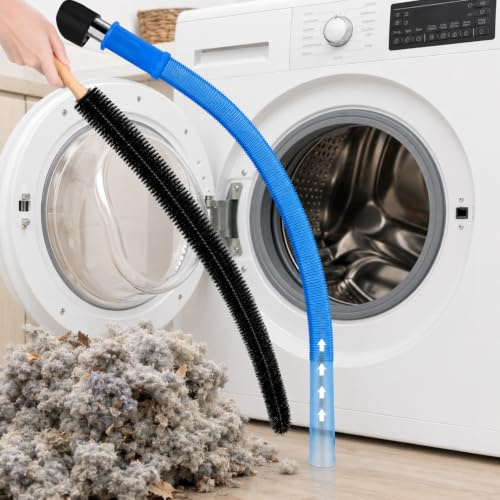 Cctetn 2 Pcs Dryer Vent Cleaner Kit Universal Hose Tumble Dryer Cleaning | 2-Step Deep Cleaning, Universal Stretch Connector, 80cm Flexible Hose, Fire Hazard Prevention, Fits Most Vacuums