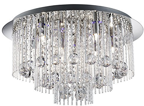 BEATRIX CHROME BLUE LED CEILING LIGHT WITH CRYSTAL DROPS