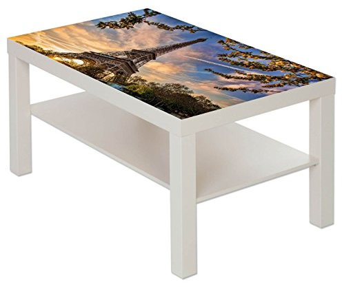 Couchtisch Tisch mit Motiv Bild Paris Frankreich Eiffelturm 3 Farbe Weiß