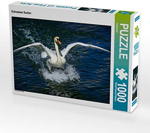 CALVENDO Puzzle Schwanen Surfen 1000 Teile Puzzle quer | Lege-Größe cm Foto-Puzzle für glückliche Stunden