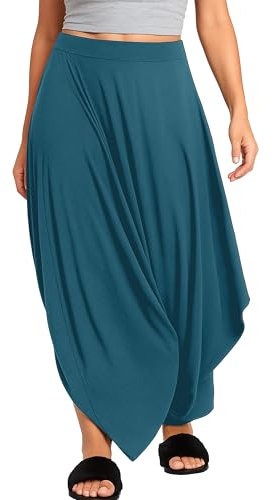 Re Tech UK Ladies Gathered Draped Baggy Harem Pants for Women UK Lagenlook Alibaba Baggy Trousers Women Harem Trousers for Women UK Genie Pants Teal