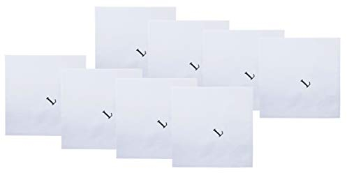 Retreez 8-teiliges Herren-Taschentücher aus reiner Baumwolle mit Initialen-Monogrammierung Gr. Einheitsgröße, Initiale L, Weiß