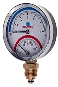 80mm 6 BAR Seiteneingang 120C Temperatur Manometer 1/2 BSP Thermomanometer