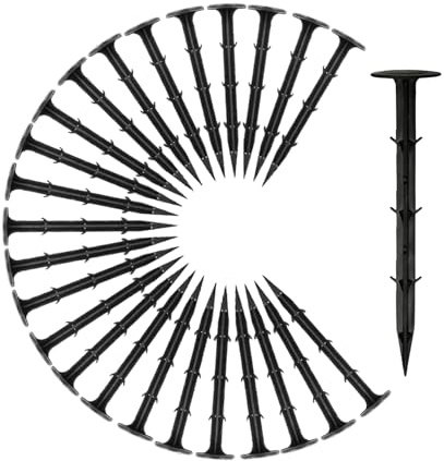 Garden Mile 50 Pack Heavy Duty Weed Fabric Pegs Plastic Stakes | Anti-Pull Mechanism, Ground Anchors, Barbed Ground Pins, For Weed Control Membrane & Landscape Fabric