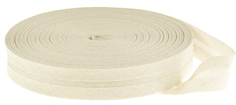 25m Baumwoll-Schrägband uni 20mm breit gefalzt Einfassband 50 Farben wählbar, Farbe:naturweiß