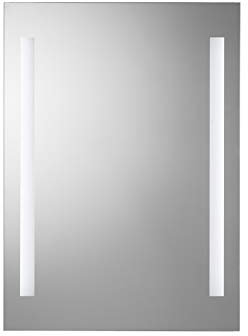 Croydex Horton Bathroom LED Mirror Battery Operated, Easy to Install, All Fittings Included, with Two LED Light Strips, Button Power Switch, 70x50cm, Silver