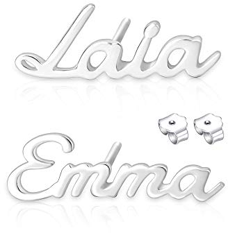 925 Sterling Silber personalisierte Ohrringe Name Ohrstecker-A perfekte Weihnachten/Geburtstag Geschenk