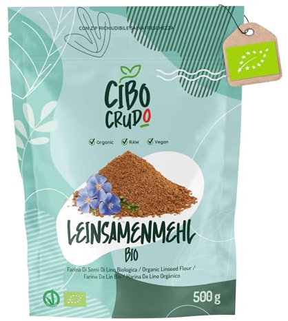 Farina di Semi di Lino Macinati Biologici - 500g. Farina Low Carb Ricca di Omega 3 e Fibre. Contiene Antiossidanti Fitosteroli e Proteine Vegetali.