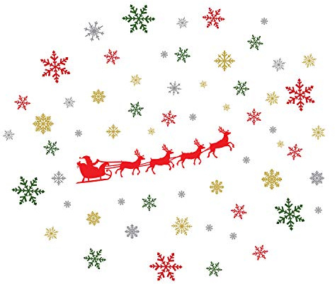 WALPLUS Festive Wall Stickers for Christmas – Mixed Design Vinyl Decals – Self-Adhesive & Removable – Ideal for Holiday Home, Office & Window Decorations