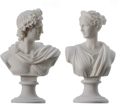 Artemis Diana und Apollo Büste Griechische Statuen Handgemachte Figur Götter Alabaster Kunsthandwerk