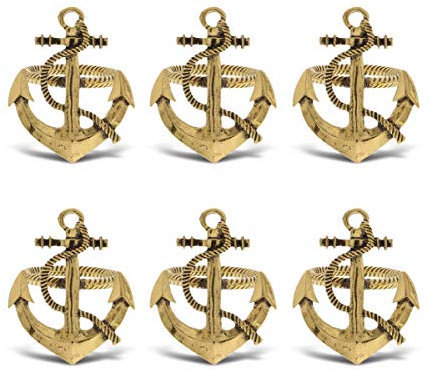 KitchaBon Goldene Serviettenringe Set mit 6 Stück, Tischdekoration für Tischdekoration, ausgefallene Bankette und Hochzeitsdekorationen für Empfang, Anker