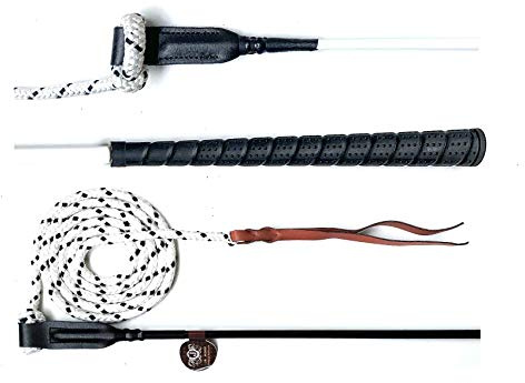 Nbrand JA Horse Kontaktstock Training mit Seil für die Bodenarbeit 100 cm 120 cm Reitstick Finesse-Stick Carrot Stick Horseman Stick (120 cm, weiß)