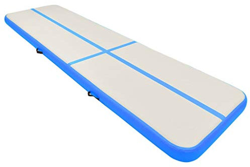 vidaXL Gymnastikmatte Aufblasbar mit Pumpe Turnmatte Tumbling Matte Training Fitnessmatte Yogamatte Trainingsmatte 700x100x20cm PVC Blau